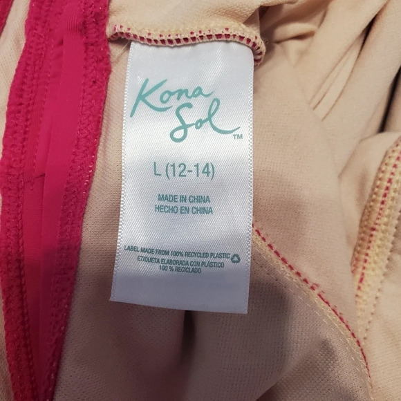 NWOT Kona Sol Women's Ruffle Shoulder High Coverage 1 PC Swimsuit L 12-14 - Picture 6 of 7